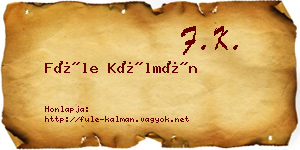 Füle Kálmán névjegykártya